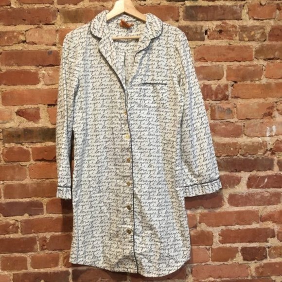 Tory Burch Other - Tory Burch “I Love You” Buttoned Sleepshirt Size Small